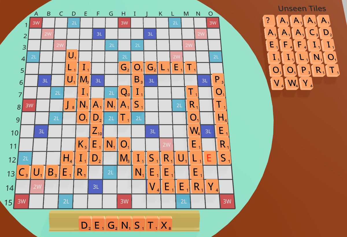 Tied 286-285 with DEGNSTX, 21 tiles in the bag